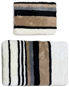 Barna-krémszínű fürdőszobai kilépő szett 2 db-os 60x100 cm Steingra – Foutastic