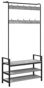 Kabáthorog polcokkal Szürke sonoma 95 x 34 x 184 cm Faanyag
