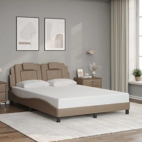 cappuccino színű műbőr ágykeret LED-világítással 120 x 200 cm