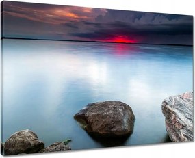 Vászonkép 70x50 Sziklák Tenger Naplemente