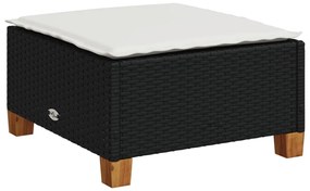 Fekete polyrattan kerti szék párnával 63,5 x 56 x 32 cm
