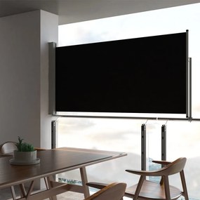 fekete behúzható oldalsó terasz napellenző 120 x 300 cm