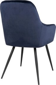 2 db Harbo étkezőszék, kárpitozott, fém lábakkal, bársony, kék