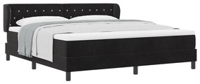 Boxspringágy Matrac Készlettel Fekete 180x200 cm Bársony