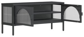 fekete üveg és acél TV-szekrény 105 x 35 x 50 cm