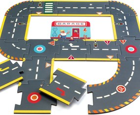 CRAZY MOTORS autópálya - Városi kőrút - City circuit - Giant puzzle - 26 pcs