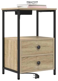 Éjjeliszekrény 2 pcs Sonoma tölgy 40 x 31 x 60 cm Faanyag