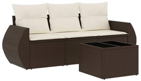 vidaXL 4 részes barna polyrattan kerti ülőgarnitúra párnákkal