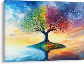 Kép – Évszakok festett fája (70x50 cm)