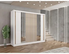 Tükrös gardróbszekrény SANTINO 250x215 cm fehér/craft tölgy