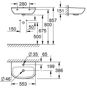 GROHE 39440000 - Mosdó BAU CERAMIC 553 × 386 mm kerámia/fehér