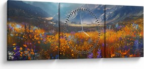 Kép - Festett hegyi táj II. (órával) (90x30 cm)