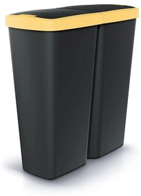 Hulladékgyűjtő DUO fekete, 50 l, sárga / fekete