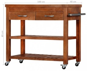 tömör akácfa zsúrkocsi 100 x 48 x 89 cm