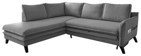 Charming Charlie L szürke kinyitható sarokkanapé, bal oldali - Miuform
