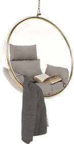 Függő fotel, átlátszó/arany/szürke, BUBBLE NEW TYP 1