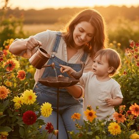 Leszúrható öntöttvas madáretető és itató, 80 cm