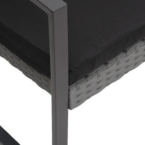 2-személyes sötétszürke PP kerti pad párnával