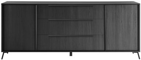 CITY Kétajtós, háromfiókos komód, fekete, laminált vázzal és előlapokkal