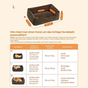 Kutyaágy, kivehető huzattal, l-es méret, barna | feandrea