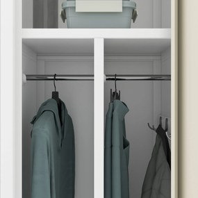 Pléh öltözőszekrény talpazaton, négymodulos, polcokkal, KACPER II, 800 x 1800 x 500 mm, Eco Design: fehér/ sonoma tölgy