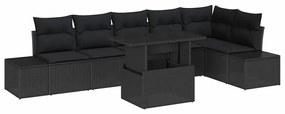 vidaXL Kerti Kanapé Szett párnával tárolóval 7 pcs Fekete