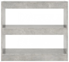 betonszürke térelválasztó könyvszekrény 80 x 30 x 72 cm
