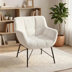 HOMCOM Modern lounge fotel, integrált karfákkal, fém lábakkal, 69 x 68 x 78,5 cm, krémfehér