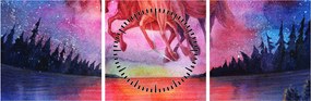 Kép - Űrlovak jelenése a tó felett, aquarel (órával) (90x30 cm)