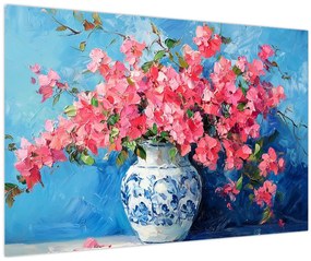 Kép - Váza rózsaszín virágokkal (90x60 cm)