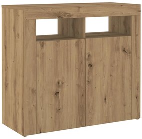 kézműves tölgy szerelt fa tálalószekrény LED-ekkel 80x35x75 cm