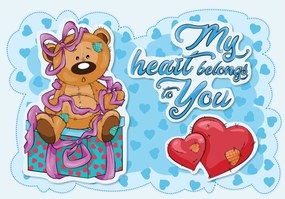 Fotótapéta Maci szívekkel és ajándékkal My Heart to You 368x254 +ragasztó