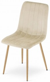 Étkezőgarnitúra 1 + 4, fehér étkezőasztal ADRIA 120x80 cm + krémszínű bársonyszék LAVA