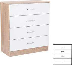 Miami komód 4 fiókos 80x92 cm fehér-sonoma tölgy