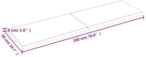 világosbarna kezelt tömör tölgyfa fali polc 180 x 50 x (2-4) cm
