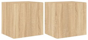2 db sonoma tölgy színű fali TV-szekrény LED-del 40,5x35x40 cm