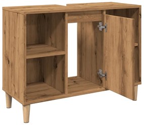 kézműves tölgy színű szerelt fa mosdószekrény 80 x 33 x 60 cm
