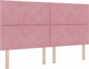 vidaXL LED Box Spring Ágy matracmal Rózsaszín 180 x 200 cm szövet
