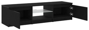 TV Szekrény LED Fénnyel, Fekete Tölgy, 140x40x35,5 cm, Fa Műanyag