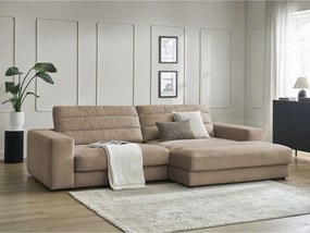 Szürkésbarna bársony sarokkanapé (jobb oldali-heverő résszel) Sierra – Bobochic Paris