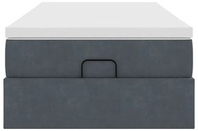 Ottomán ágykeret matraccal sötétszürke 90x190cm bársony