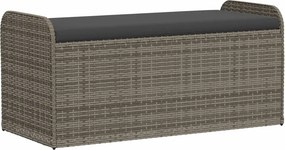 vidaXL szürke polyrattan tárolópad párnával 115 x 51 x 52 cm