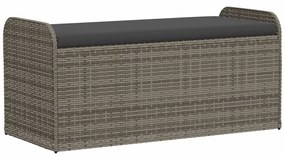 vidaXL szürke polyrattan tárolópad párnával 115 x 51 x 52 cm