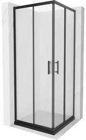 Mexen Rio, négyzet alakú zuhany tolóajtóval 70 (ajtó) x 70 (ajtó) x 190 cm, 5 mm-es matt üveg, fekete profil + fekete SLIM zuhanytál, 860-070-070-70-…
