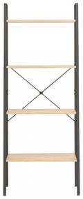 4-szintes világosbarna-fekete állópolc 56 x 35 x 140 cm