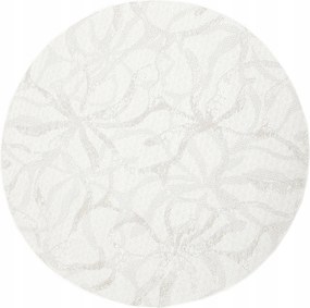 Kültéri Kerek Szőnyeg Szürke Bézs Virágok Erkélyre Haga átm. 160 cm