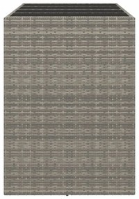 szürke polyrattan üveglapos kerti asztal 145 x 80 x 110 cm