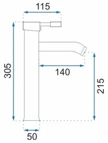 REA-B8665 - Mosdócsaptelep GRAF 30,5 cm fekete