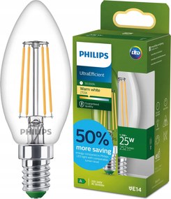 Led izzó E14 Gyertya B35 1.2W 25W 210lm/W 2700K A-osztály Philips