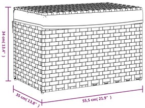 fehér polyrattan szennyeskosár fedéllel 55,5 x 35 x 34 cm